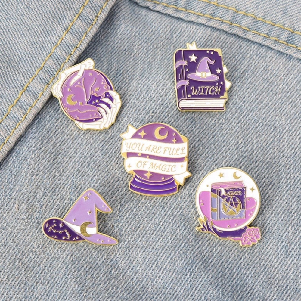 Magical Purple and Gold Enamel Pin Set